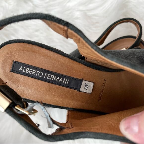 Alberto Fermani | Ancona Suede Open-Toe Slingback Sandal Bootie Heel Blue Grey - Picture 10 of 10